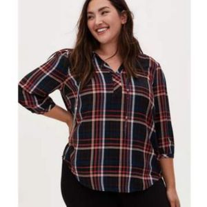 NWT Torrid Plaid 3/4 sleeve top, Large